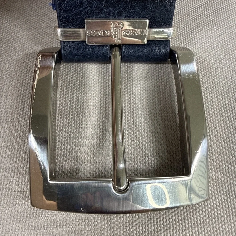 Links & Kings Belt Men's 36 Navy Blue Italian Leather Golf Made USA 1.5